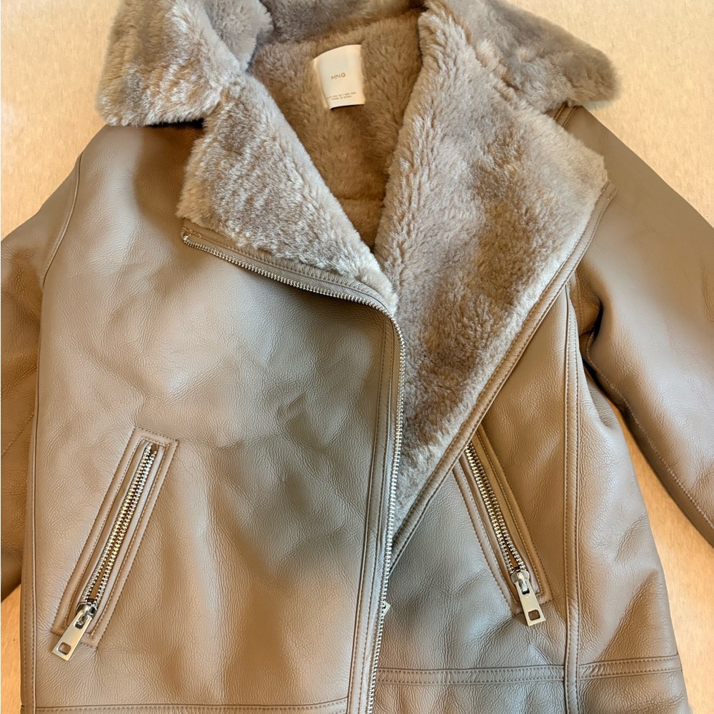 Women's Tan Faux Leather Jacket